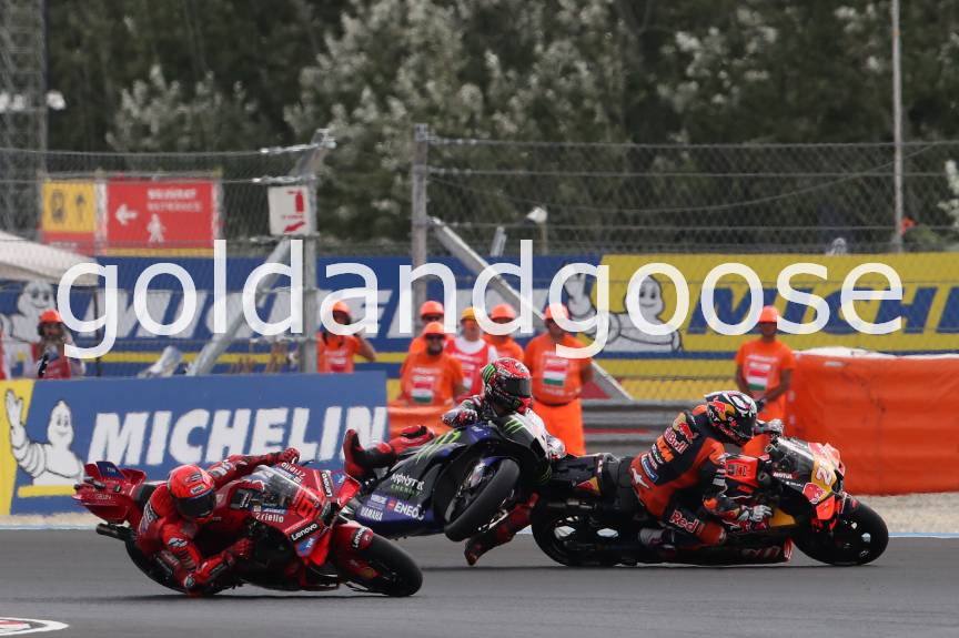 Fabio Quartararo crashes into Enea Bastianini, Tissot Sprint Race, Hungarian MotoGP, 23 August 2025